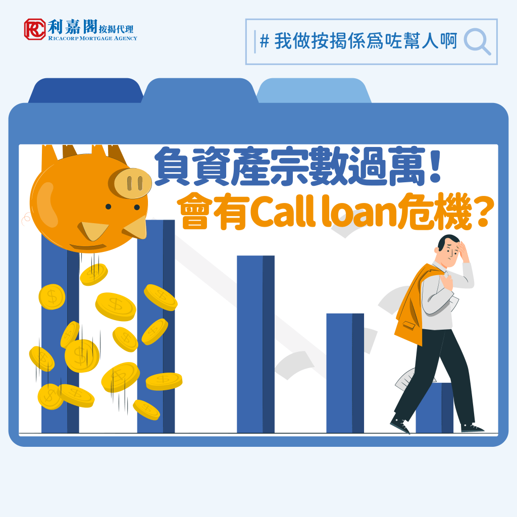 2023年第3季負資產急飆│負資產會引發Call loan嗎?如何應對? 3 若物業變成負資產,其實不一定會引發銀行/ 財務機構Call Loan。按我們經驗,如果是於銀行做按揭,由於物業按揭屬於中長期貸款(Term loans),除非借款人的財政狀態出現變化,例如經常遲還款或拖欠供款,又或是被銀行發現物業未經同意下加借二按等異常情況,一般銀行較少因為樓價下跌,而立即向借款人Call Loan。
