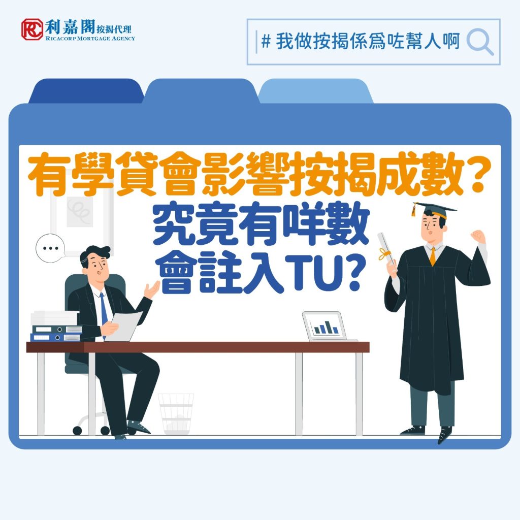 信貸評級 | 擔心學貸影響按揭成數甚麼貸款會註入信貸紀錄? 3 其實銀行要求客戶就按揭申請補交文件乃十分常見,跟最終申請會否獲批並沒有直接關係。只是審核客戶的出糧戶口時發現客戶有疑似貸款紀錄,銀行才要求取得更多資訊,以得知有關貸款的供款年期、本金和息口等等。當然,客戶身負的貸款的每月還款金額不能過高,一旦他的學債和按揭的每月供款總額超過了其入息的50%(以今次個案來說約20,000元),客戶就可能要減低按揭成數或增加擔保人,否則申請或會遭到拒絕。幸好今次客戶的學債每月還款額約2,600元,按揭每月供款額為16,920元,加起來(19,520元)還未及他每月入息的一半。
